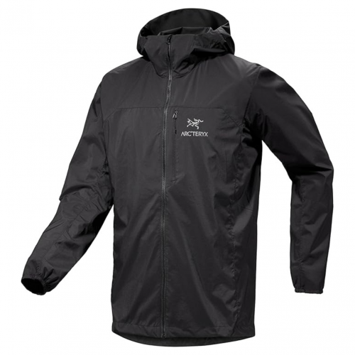 Black Squamish Hooded Zip-Front Jacket