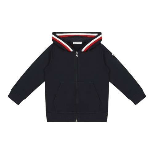 Navy Blue Tracksuit Set With Tricolor Trim