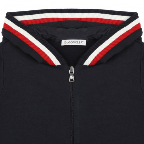 Navy Blue Tracksuit Set With Tricolor Trim