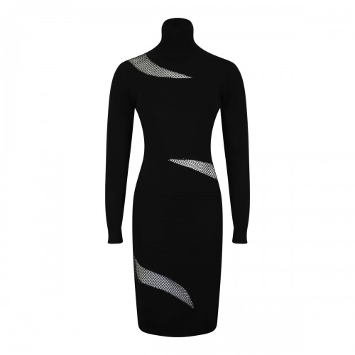 Black Cut-Out Knit Dress