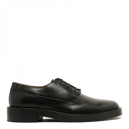 Black Leather Airfit Cushioned Lace-Up Shoes
