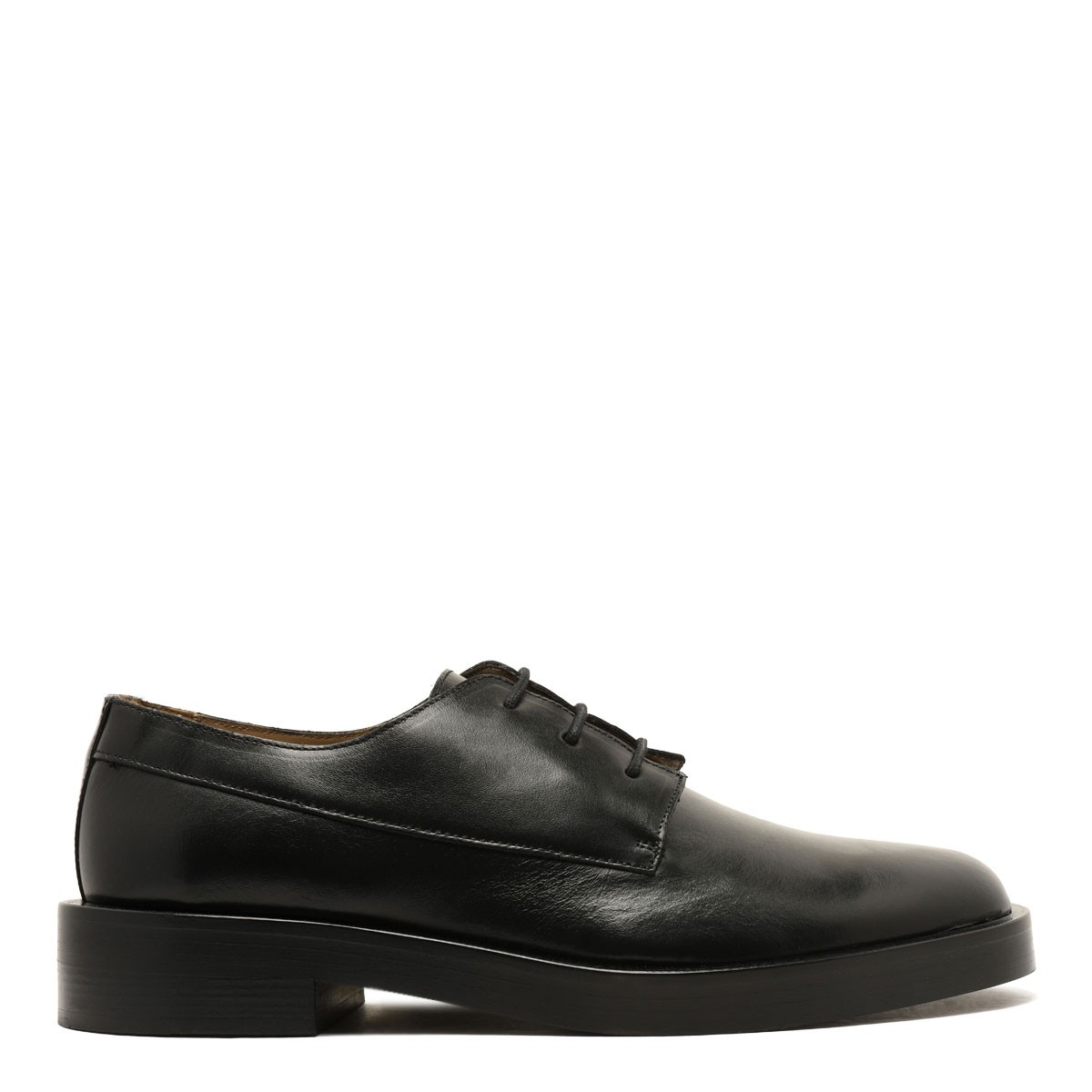 Black Leather Airfit Cushioned Lace-Up Shoes