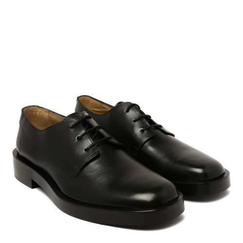 Black Leather Airfit Cushioned Lace-Up Shoes