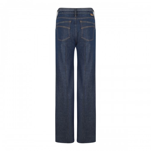 Dark Blue Belted-Embellishment Panel Denim Jeans 2