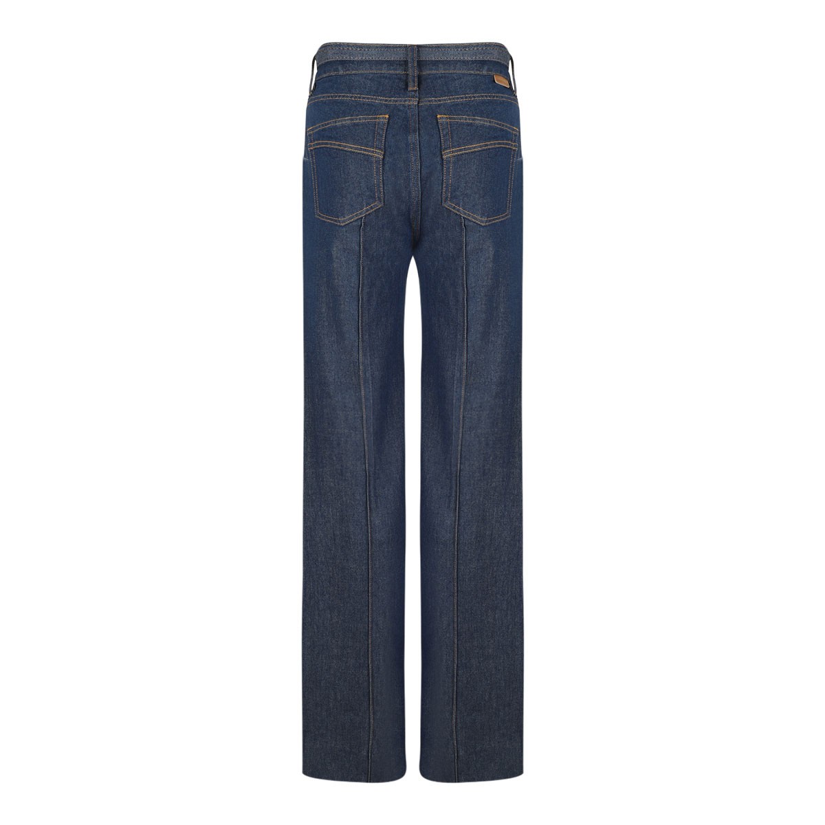 Dark Blue Belted-Embellishment Panel Denim Jeans