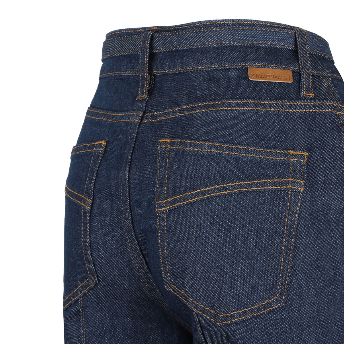 Dark Blue Belted-Embellishment Panel Denim Jeans