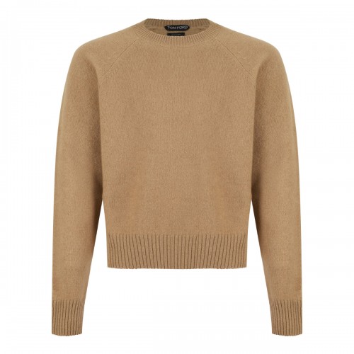 Camel Raglan Sleeve Cashmere Sweater