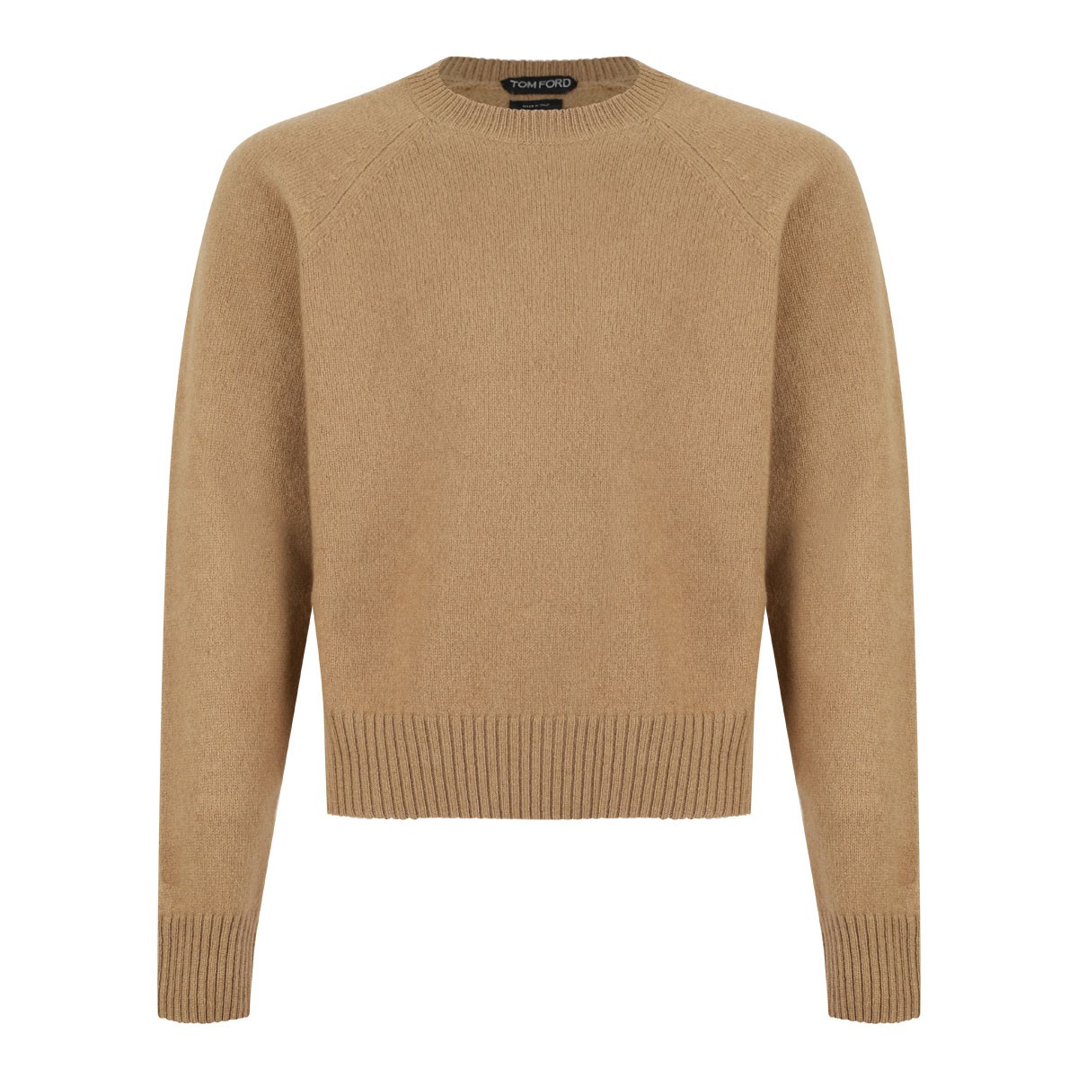 Camel Raglan Sleeve Cashmere Sweater