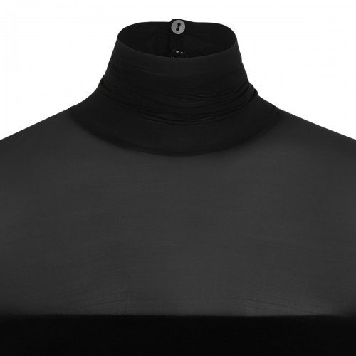 Black Velvet Mesh-Insert Maxi Dress