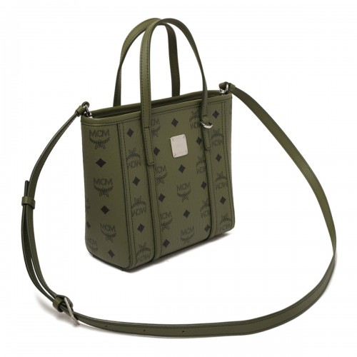 Khaki Moss Mini Toni Visetos-Monogram Top-Zip Tote Bag