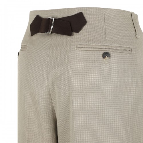 Taupe Gray Worn Effect Cotton Trousers