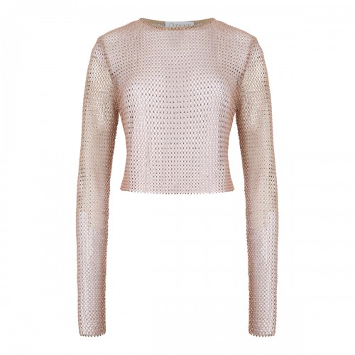 Misty Rose Mesh Strass Top