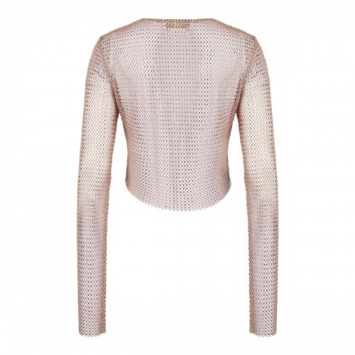 Misty Rose Mesh Strass Top