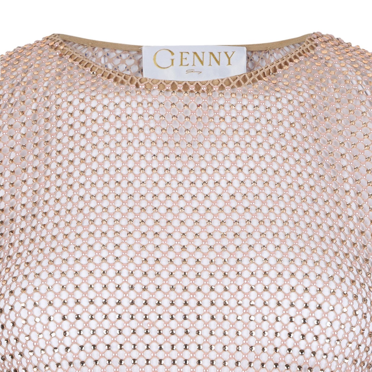 Misty Rose Mesh Strass Top