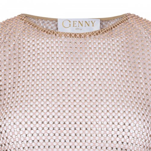 Misty Rose Mesh Strass Top