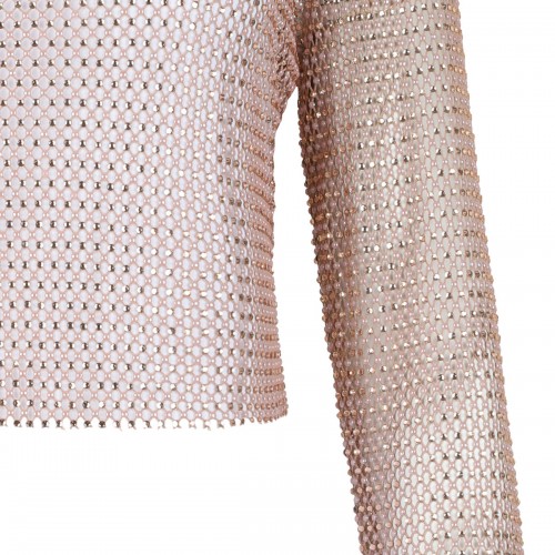 Misty Rose Mesh Strass Top