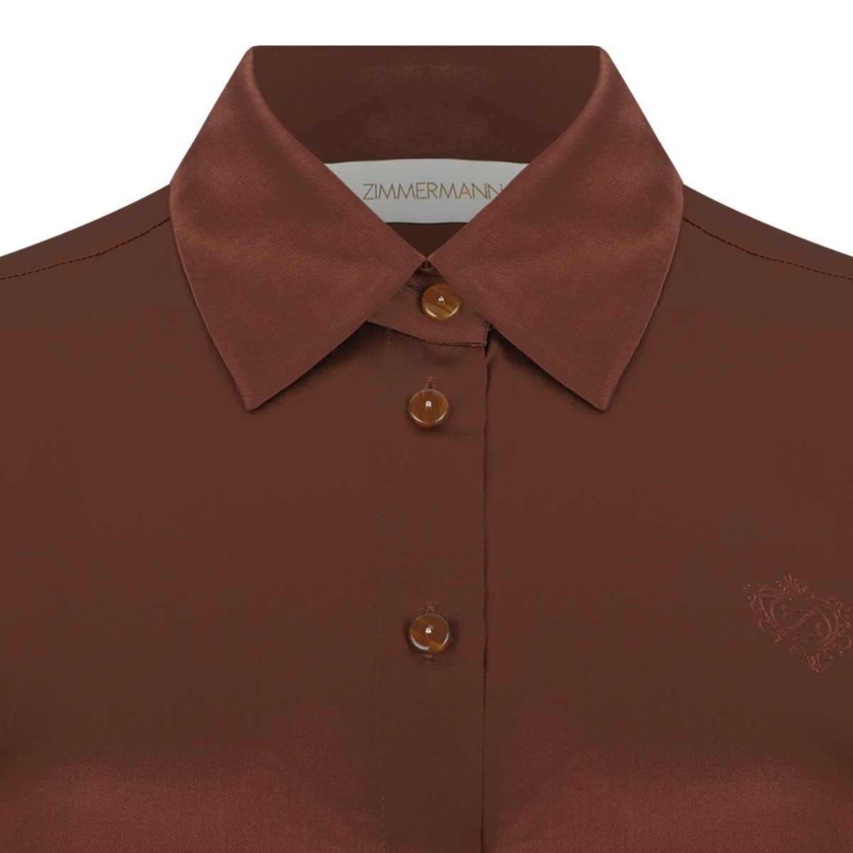 Tan Embroidered Silk Shirt