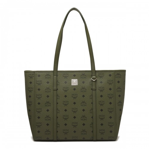 Khaki Moss Toni Visetos Monogram Canvas Top-Zip Tote Bag