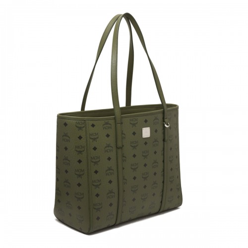 Khaki Moss Toni Visetos Monogram Canvas Top-Zip Tote Bag