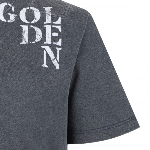 Dark Grey Graphic Print Cotton T-Shirt