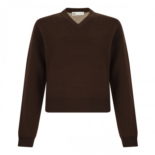 Dark Chestnut Brown Wool and Cashmere Sweater