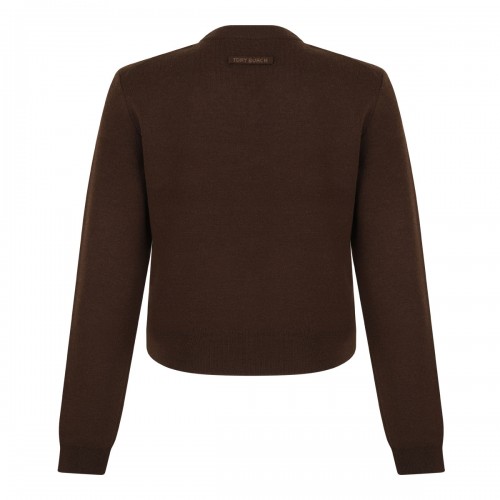Dark Chestnut Brown Wool and Cashmere Sweater 2