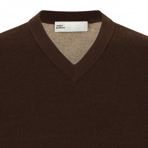 Dark Chestnut Brown Wool and Cashmere Sweater