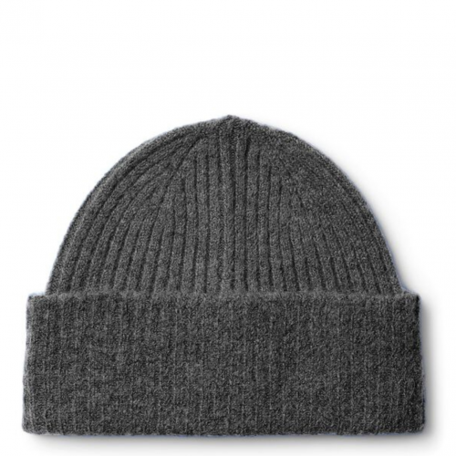 Medium Grey Melange Knitted Wool Beanie