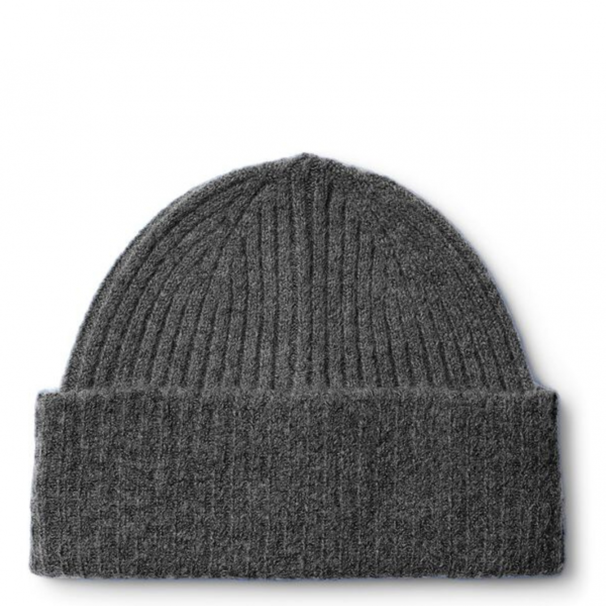 Medium Grey Melange Knitted Wool Beanie