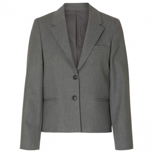 Medium Grey Melange Cropped Blazer