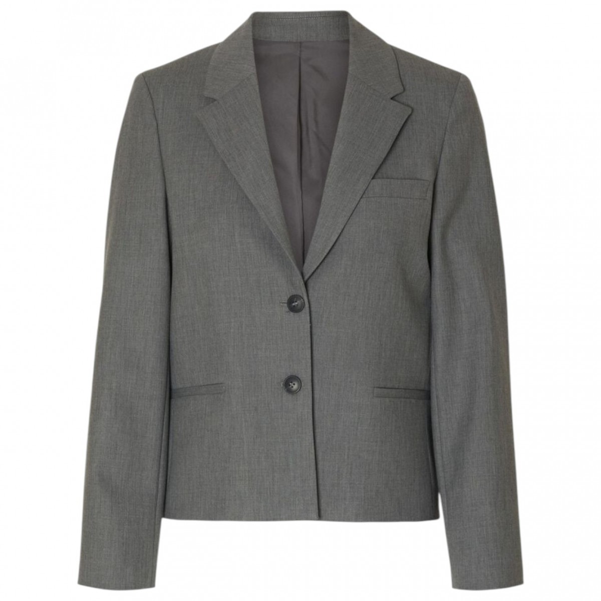 Medium Grey Melange Cropped Blazer
