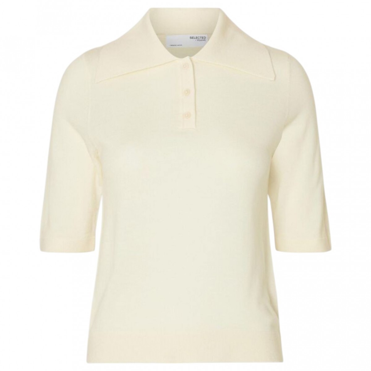 Snow White Knitted Polo Shirt