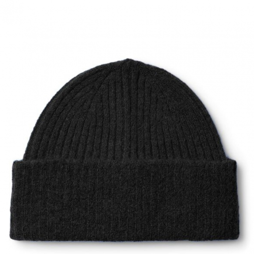 Black Knitted Wool Beanie