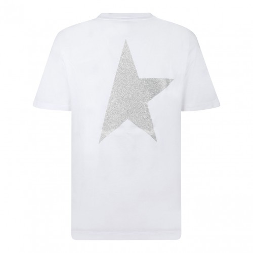 White and Silver Printed T-Shirt