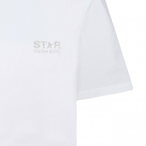 White and Silver Printed T-Shirt