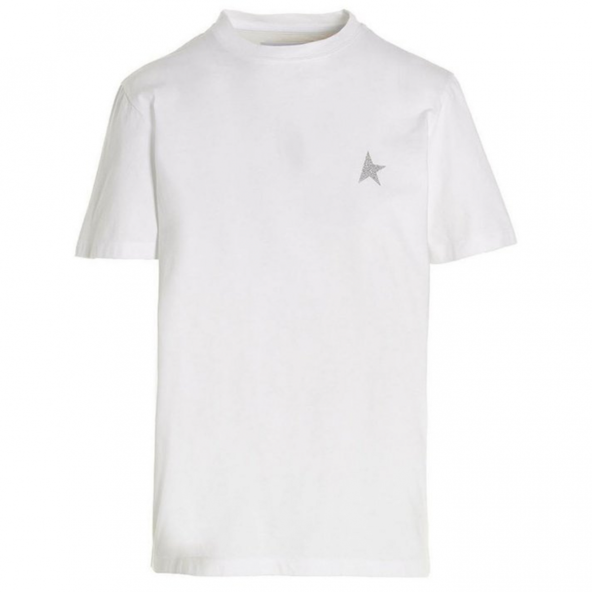 White T-Shirt With Small Silver Star Print