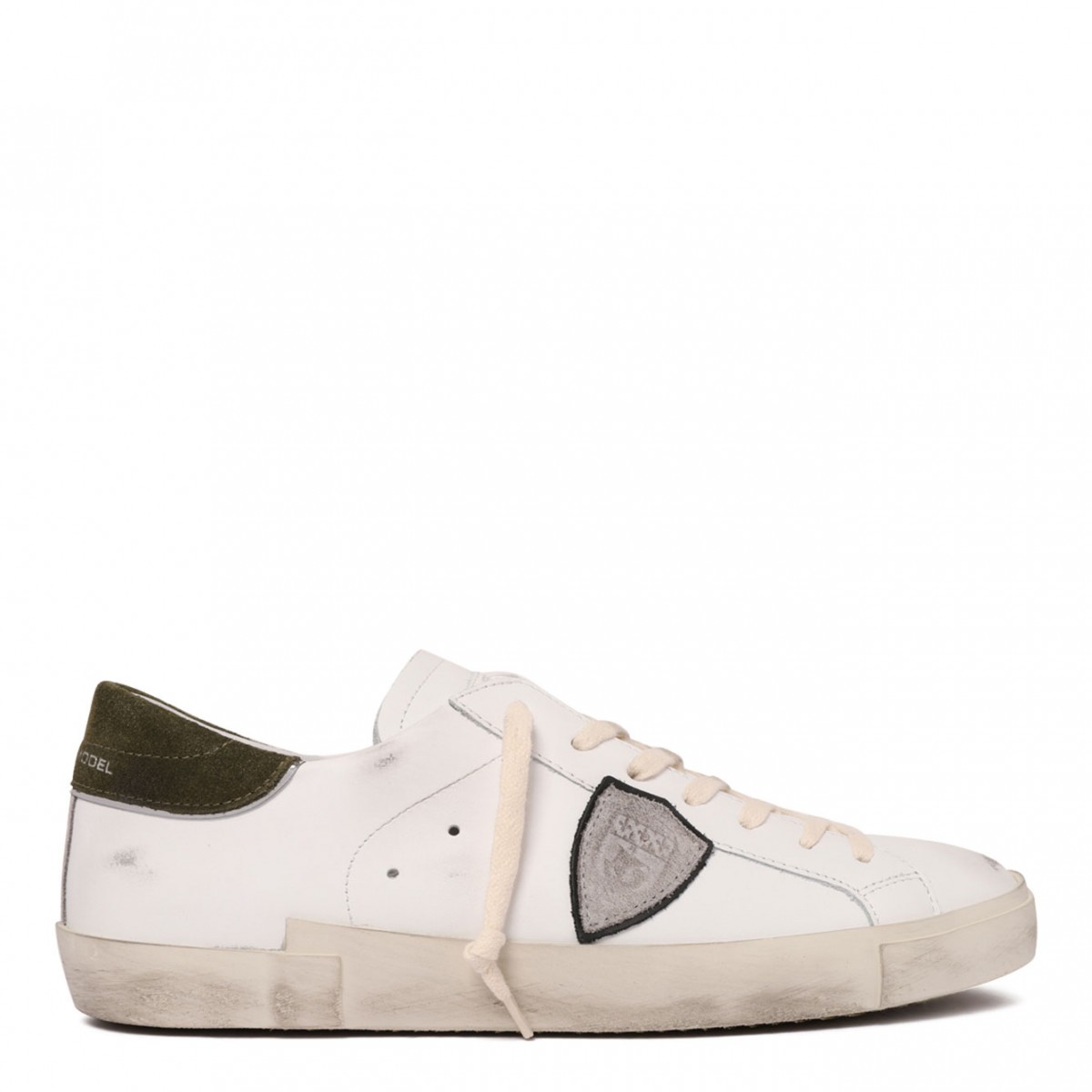 White and Dark Green Sneakers