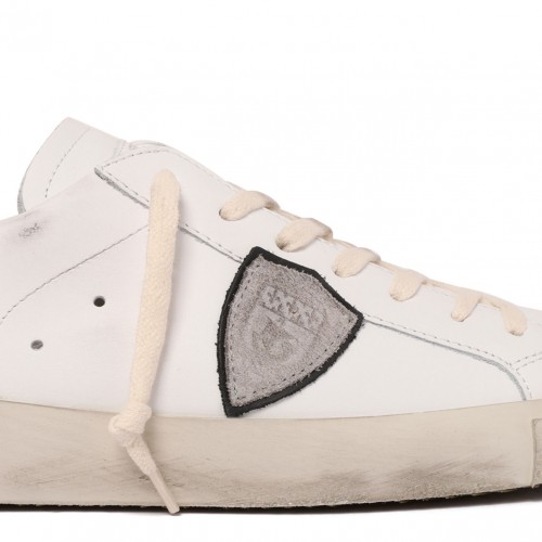 White and Dark Green Sneakers