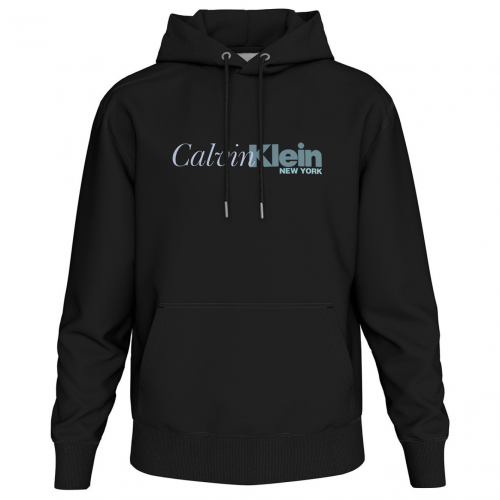 Black Cotton Logo Print Hoodie