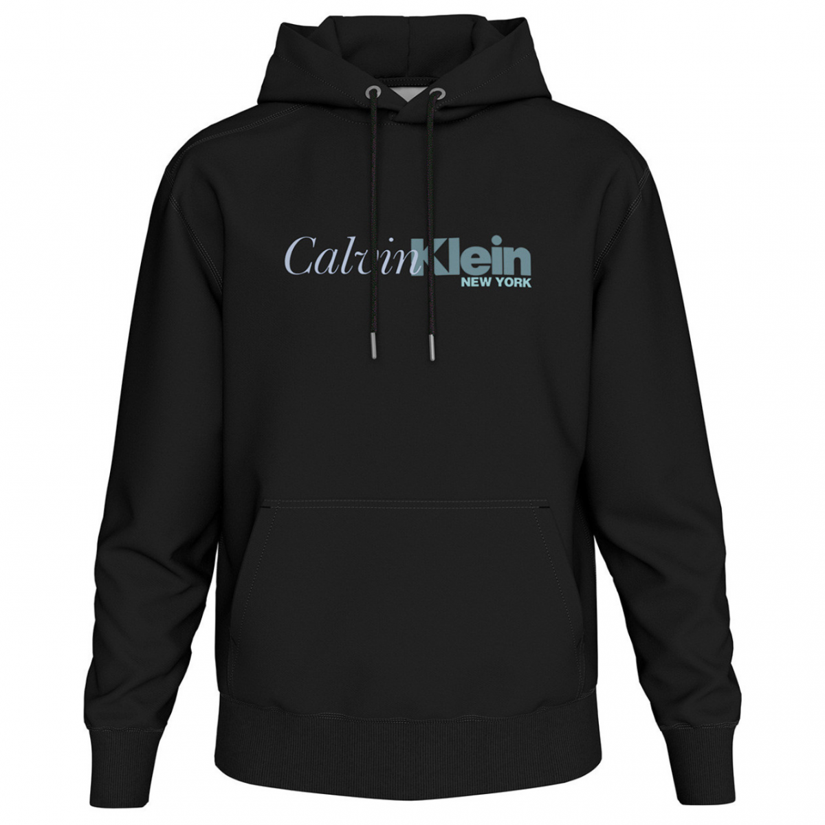 Black Cotton Logo Print Hoodie