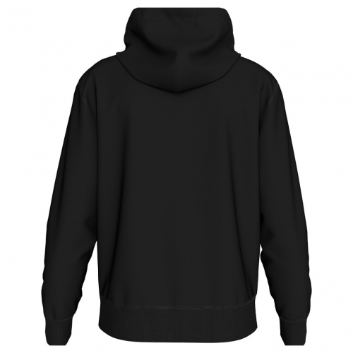 Black Cotton Logo Print Hoodie