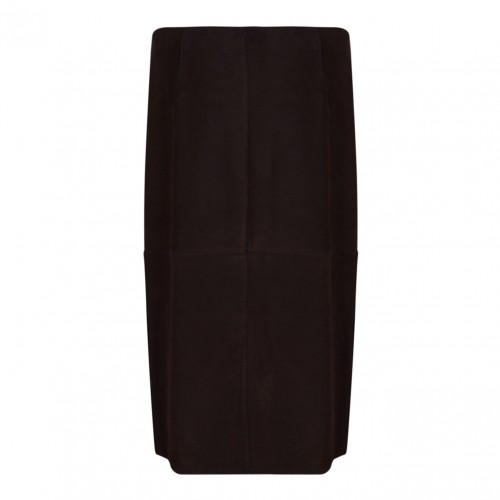 Brown Suede Midi Skirt