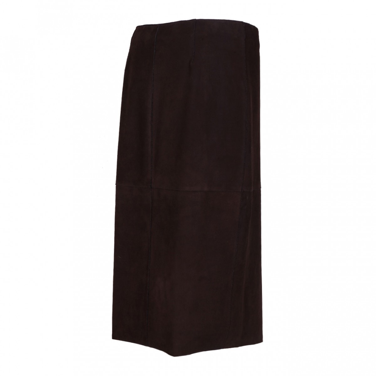 Brown Suede Midi Skirt