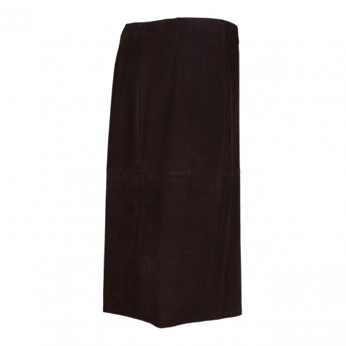 Brown Suede Midi Skirt