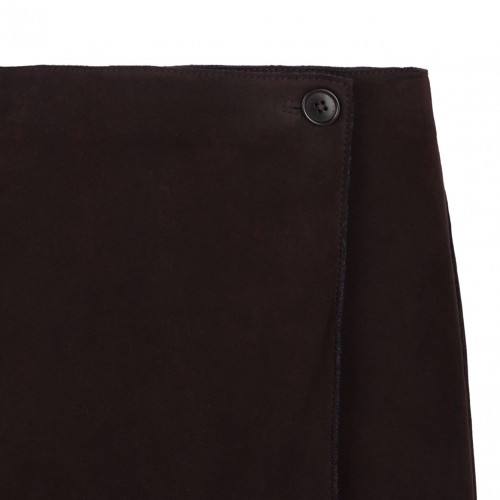 Brown Suede Midi Skirt