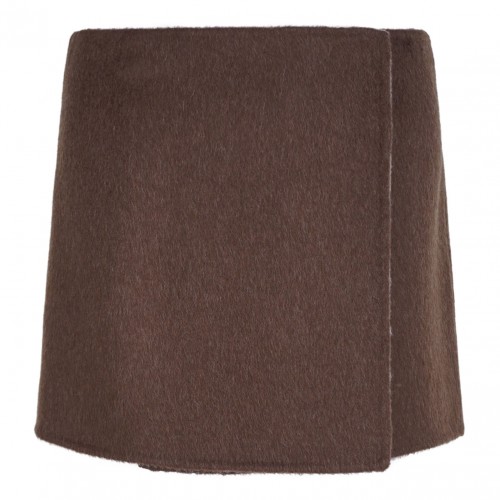 Brown Wrap Mini Skirt