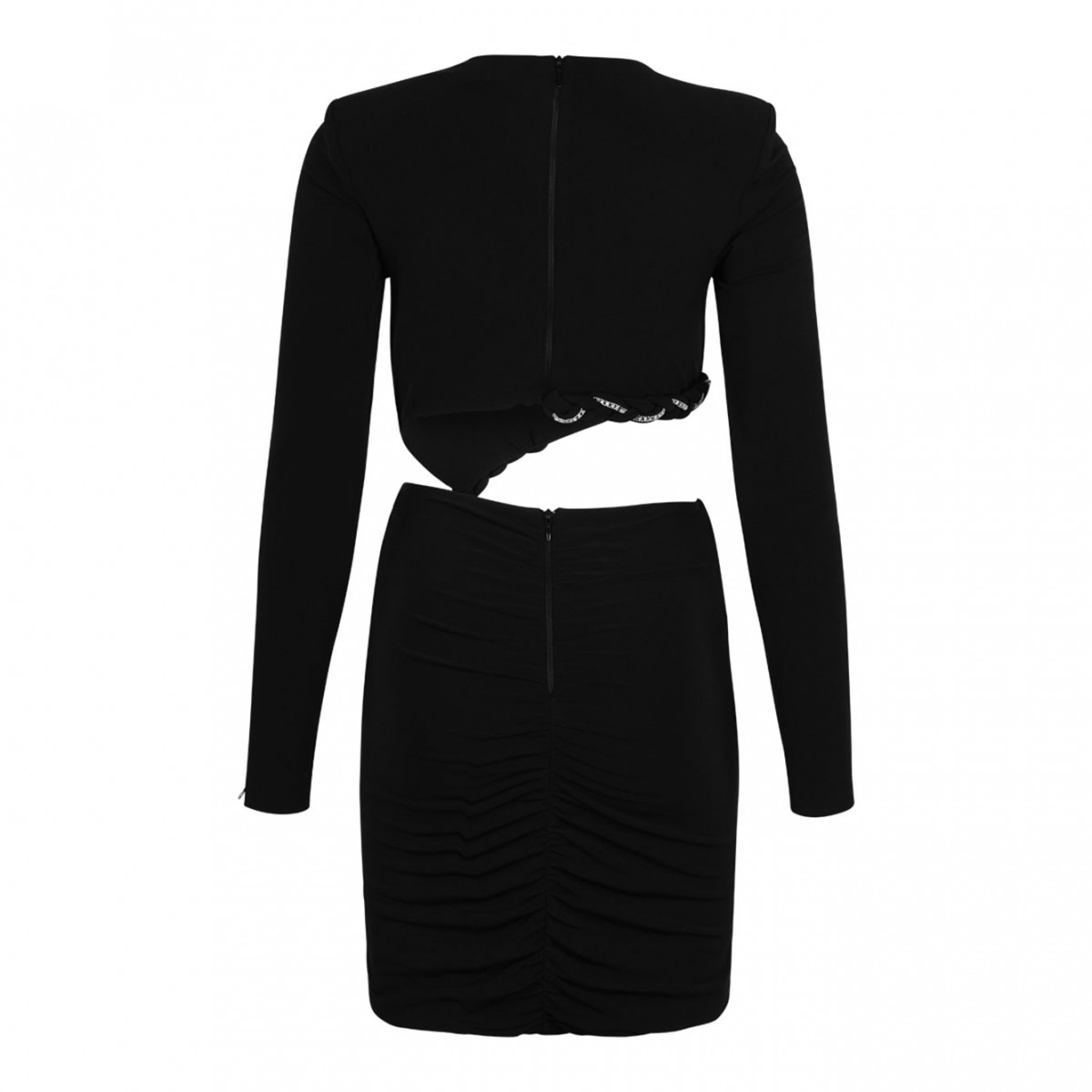 Black Shoulder Pads Jersey Mini Dress