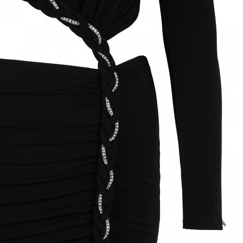 Black Shoulder Pads Jersey Mini Dress