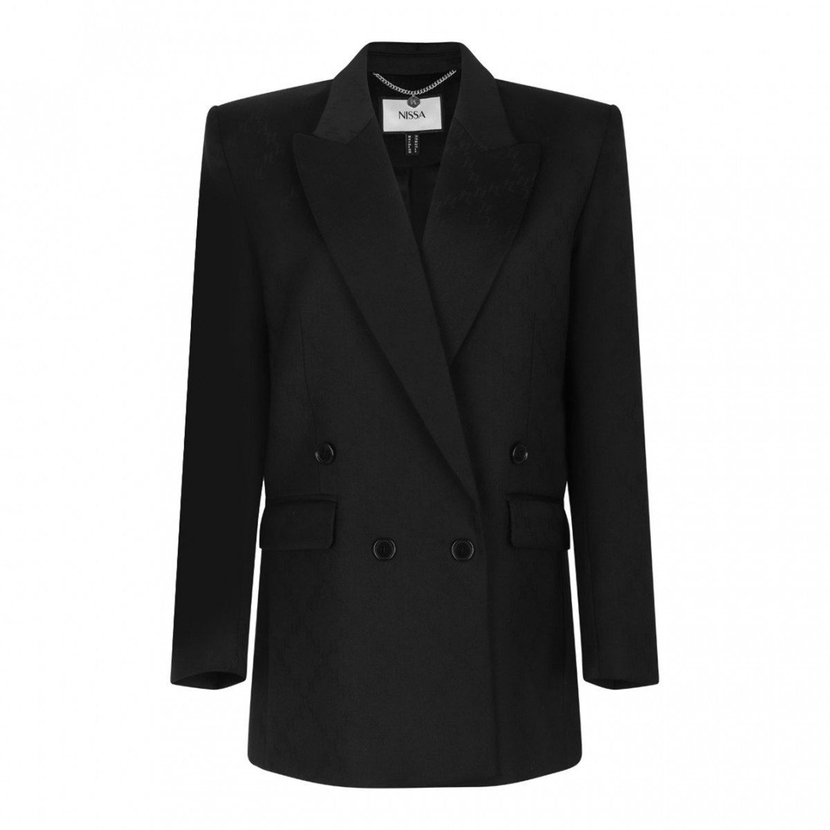 Black Double-Breasted Textured Jacket