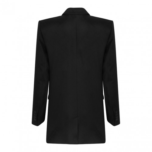 Black Double-Breasted Textured Jacket